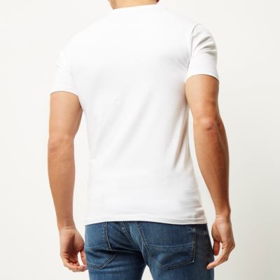 White muscle fit grandad t-shirt